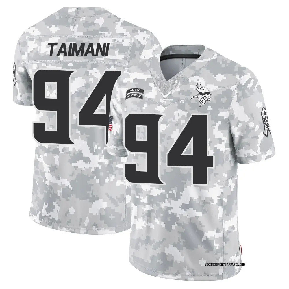 Limited Arctic Camo Youth Taki Taimani Minnesota Vikings 2024 Salute to Service Jersey Vikings Store