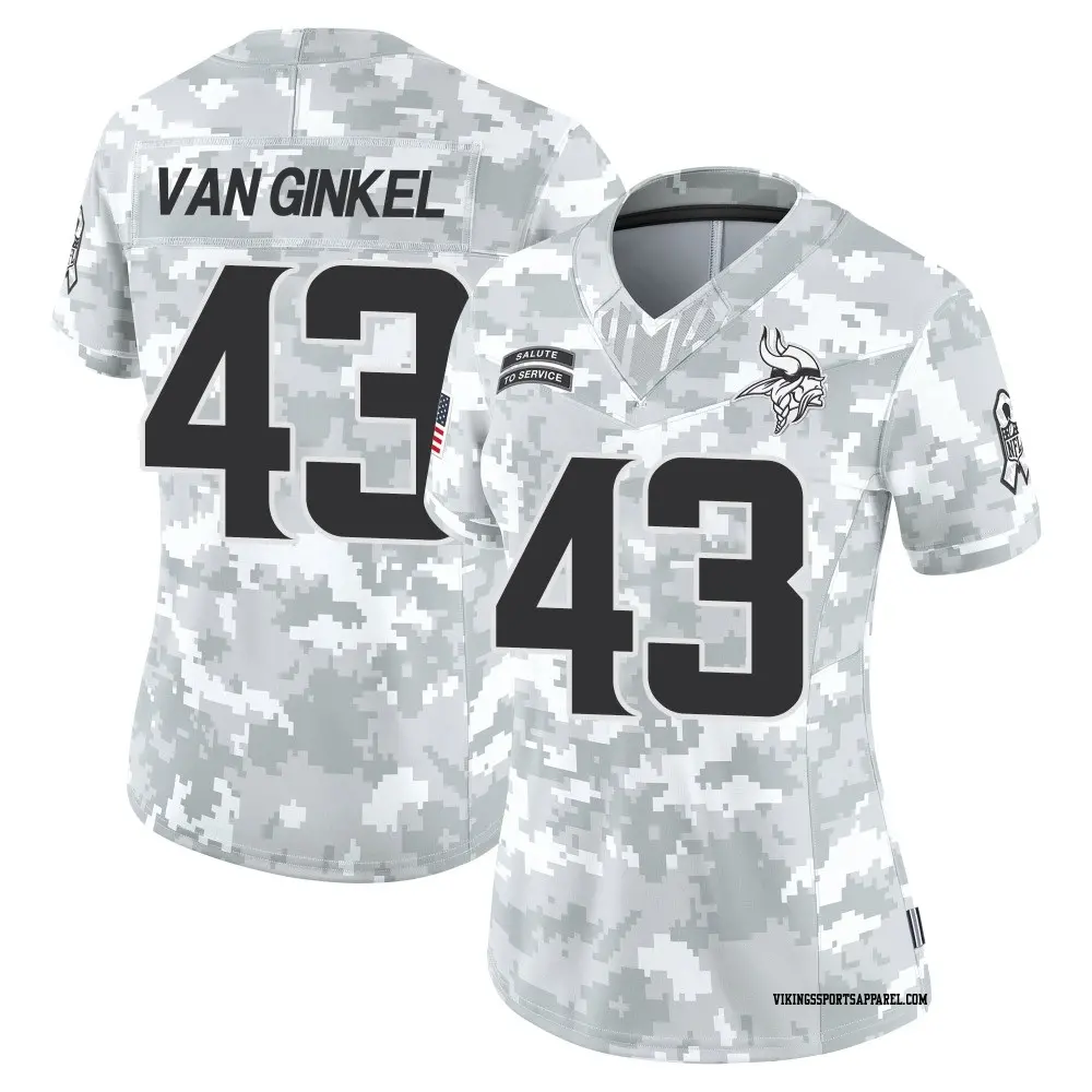 Limited Arctic Camo Women's Andrew Van Ginkel Minnesota Vikings 2024 Salute to Service Jersey