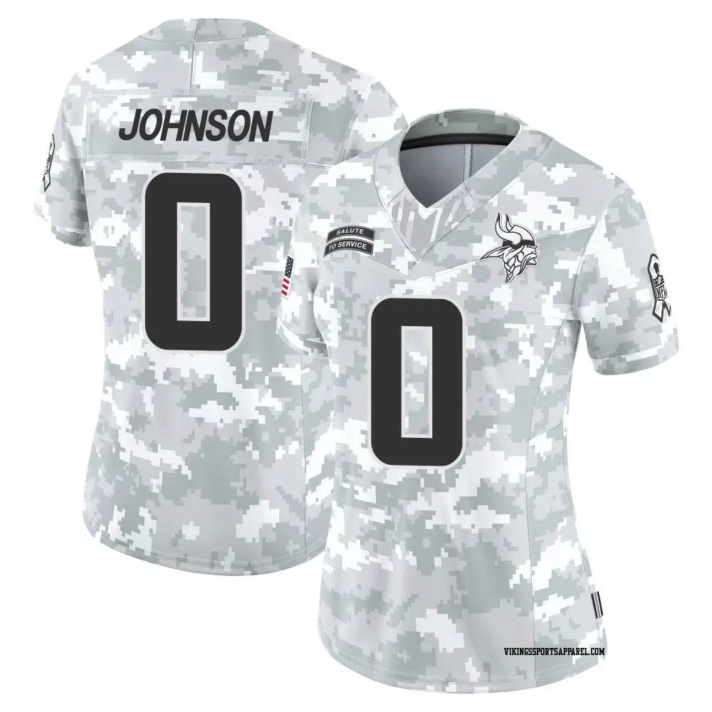 Limited Arctic Camo Women's Neal Johnson Minnesota Vikings 2024 Salute to Service Jersey