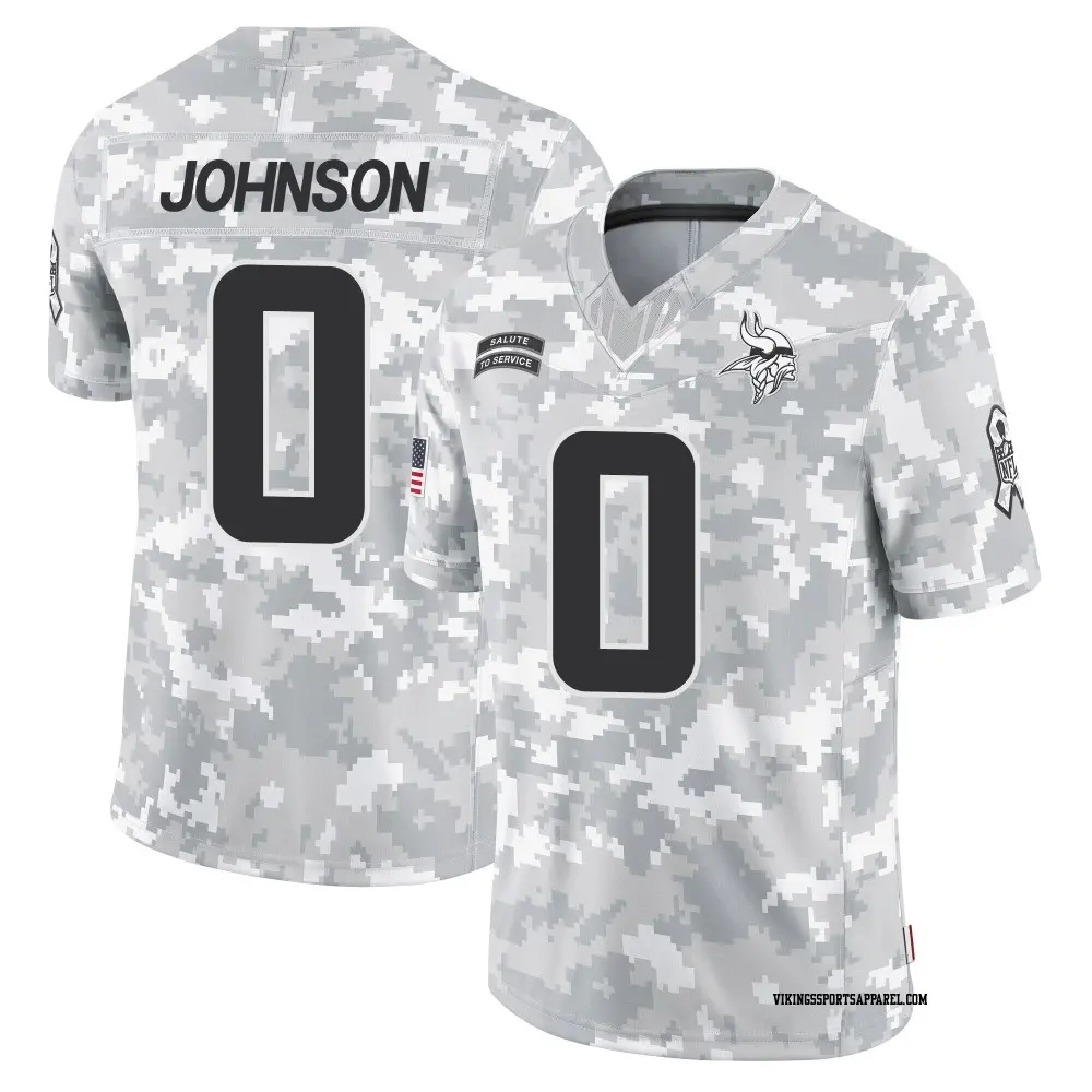 Limited Arctic Camo Youth Neal Johnson Minnesota Vikings 2024 Salute to Service Jersey