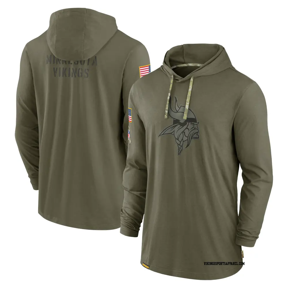 Olive Men s Minnesota Vikings 2022 Salute to Service Tonal Pullover Hoodie Vikings Store